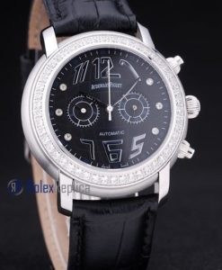 audemars piguet replica chrono tourbillon acciaio black strip leather imitazione copia