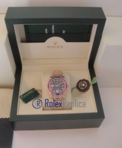Alternative view of rolex replica pearlmaster oro giallo red blue orologio imitazione