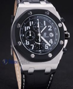 audemars piguet replica chrono offshore gommino strip leather black dial imitazione copia