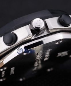 Alternative view of audemars piguet replica chrono offshore gommino strip leather black dial imitazione copia