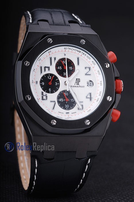 audemars piguet replica chrono offshore gommino panda pvd strip leather imitazione copia