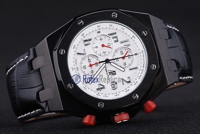 audemars piguet replica chrono offshore gommino pvd white strip leather imitazione copia - immagine 5