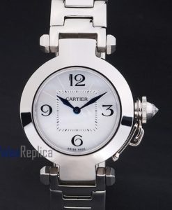 Alternative view of Cartier replica pasha acciaio white dial imitazione copia