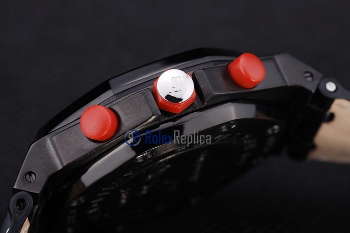 audemars piguet replica chrono offshore gommino pvd white strip leather imitazione copia - immagine 2