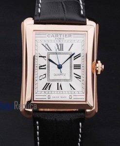 Cartier replica santos 100 strip leather oro white dial imitazione copia