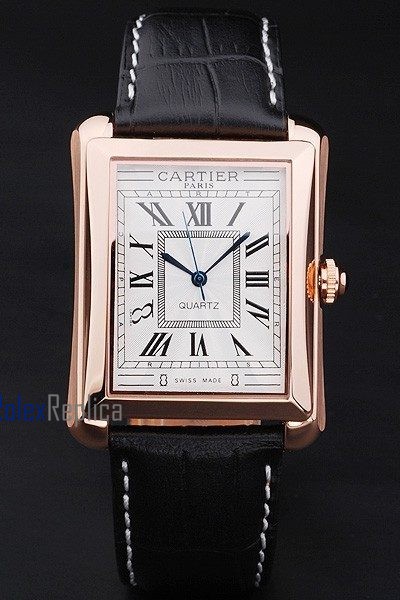 Cartier replica santos 100 strip leather oro white dial imitazione copia