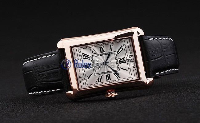 Cartier replica santos 100 strip leather oro white dial imitazione copia - immagine 4