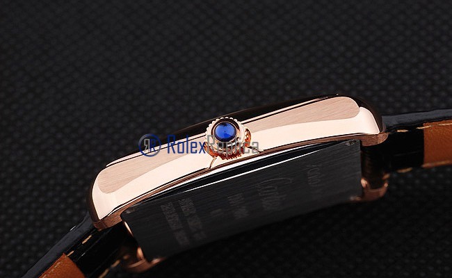 Cartier replica santos 100 strip leather oro white dial imitazione copia - immagine 5