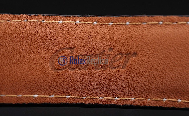 Cartier replica santos 100 strip leather oro white dial imitazione copia - immagine 6