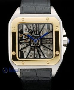 Cartier replica santos 100 skeletron strip leather acciaio oro imitazione copia