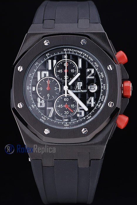 audemars piguet replica chrono offshore gommino pvd black strip rubber imitazione copia - immagine 3