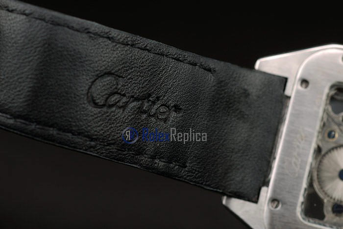 Cartier replica santos 100 skeletron strip leather acciaio oro imitazione copia - immagine 11