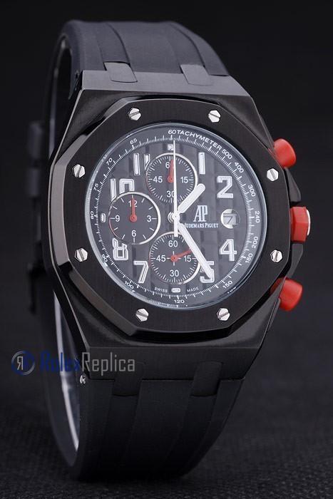 audemars piguet replica chrono offshore gommino pvd black strip rubber imitazione copia - immagine 5