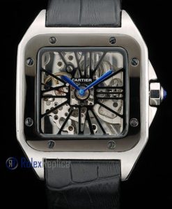 Alternative view of Cartier replica santos 100 skeletron strip leather ceramichon imitazione copia