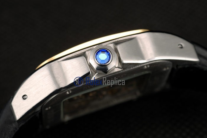 Cartier replica santos 100 skeletron strip leather ceramichon imitazione copia - immagine 4