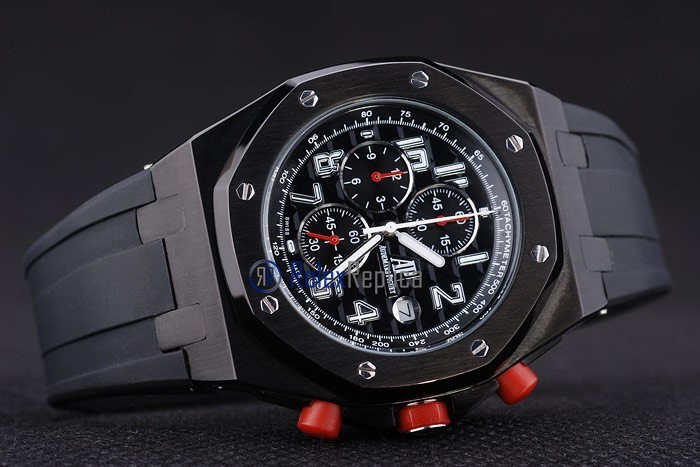 audemars piguet replica chrono offshore gommino pvd black strip rubber imitazione copia - immagine 6