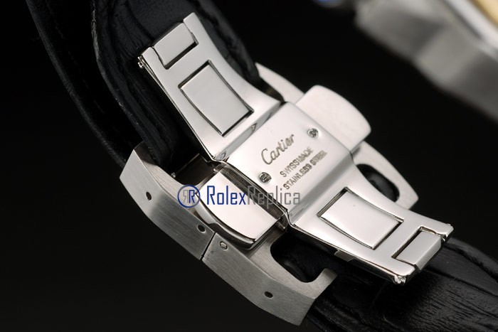 Cartier replica santos 100 skeletron strip leather acciaio rose gold imitazione copia - immagine 9