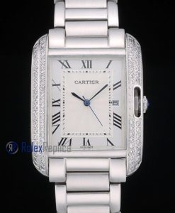 Cartier replica tank americaine acciaio brillantini white dial imitazione copia