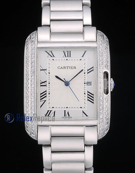 Cartier replica tank americaine acciaio brillantini white dial imitazione copia