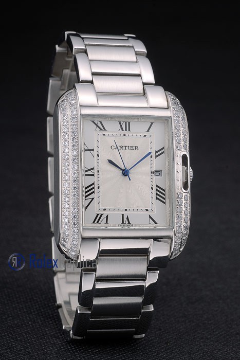 Cartier replica tank americaine acciaio brillantini white dial imitazione copia - immagine 4