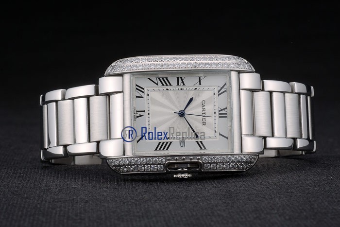 Cartier replica tank americaine acciaio brillantini white dial imitazione copia - immagine 5