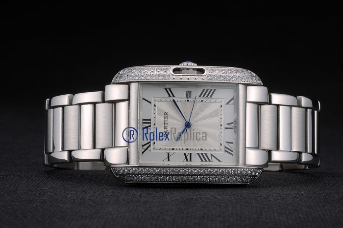 Cartier replica tank americaine acciaio brillantini white dial imitazione copia - immagine 6