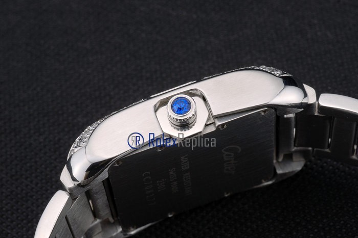 Cartier replica tank americaine acciaio brillantini white dial imitazione copia - immagine 10