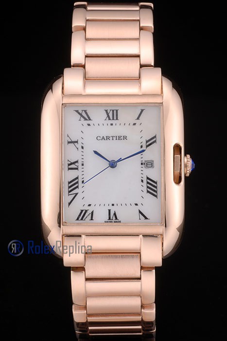 Cartier replica tank americaine rose gold white dial imitazione copia - immagine 2