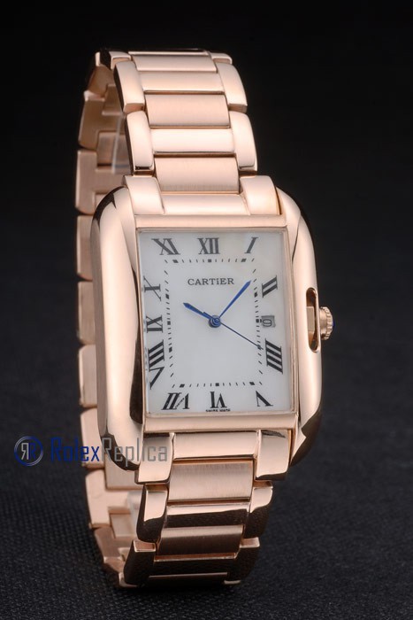 Cartier replica tank americaine rose gold white dial imitazione copia - immagine 4
