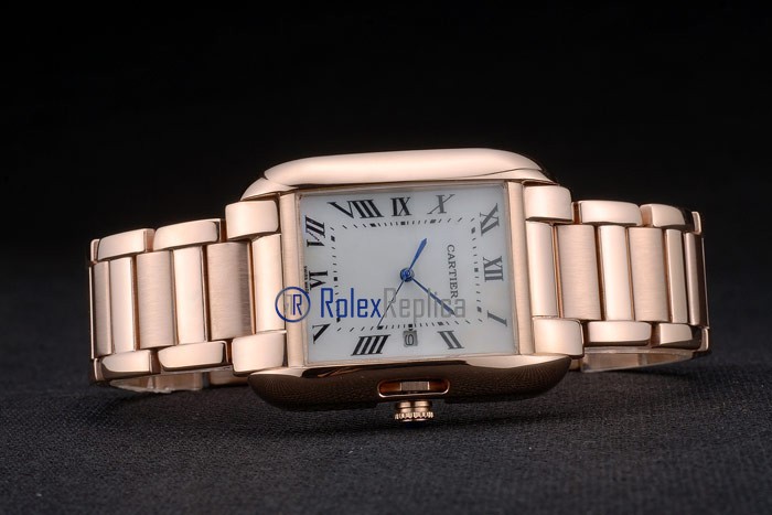 Cartier replica tank americaine rose gold white dial imitazione copia - immagine 5