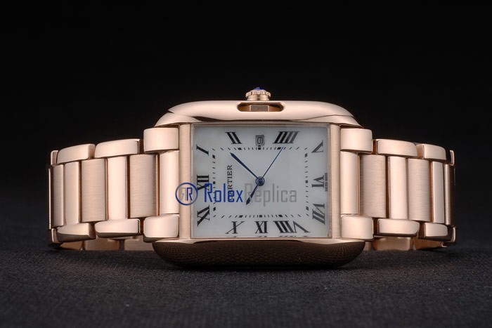 Cartier replica tank americaine rose gold white dial imitazione copia - immagine 6