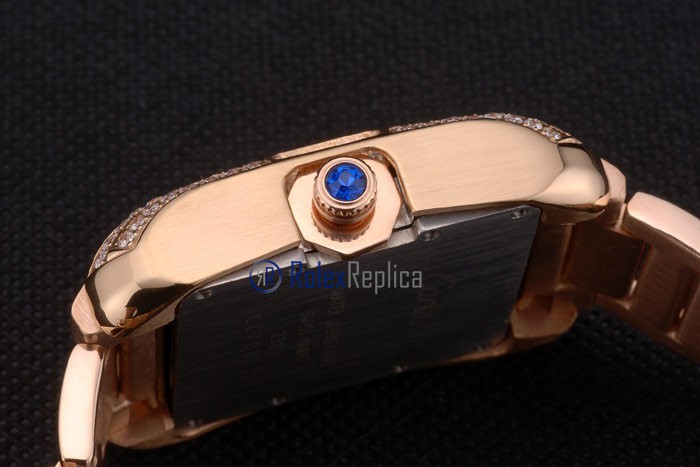 Cartier replica tank americaine rose gold brillantini white dial imitazione copia - immagine 9