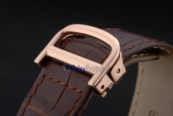 Cartier replica tank americaine oro strip leather brown white dial imitazione copia - immagine 7