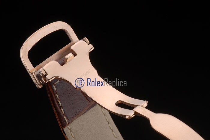 Cartier replica tank americaine oro strip leather brown white dial imitazione copia - immagine 8