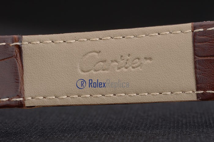 Cartier replica tank americaine oro strip leather brown white dial imitazione copia - immagine 9