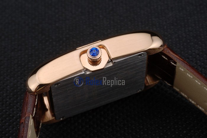 Cartier replica tank americaine oro strip leather brown white dial imitazione copia - immagine 11