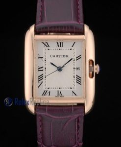 Cartier replica tank americaine oro strip leather white dial imitazione copia
