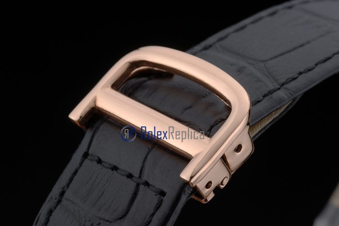 Cartier replica tank americaine oro strip leather black white dial imitazione copia - immagine 7