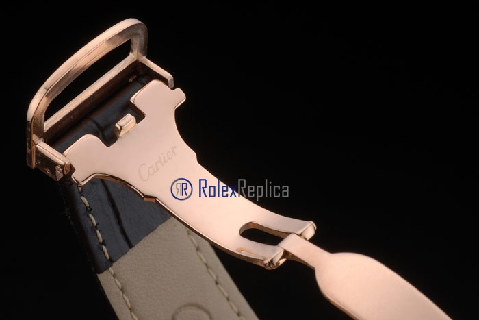 Cartier replica tank americaine oro strip leather black white dial imitazione copia - immagine 8