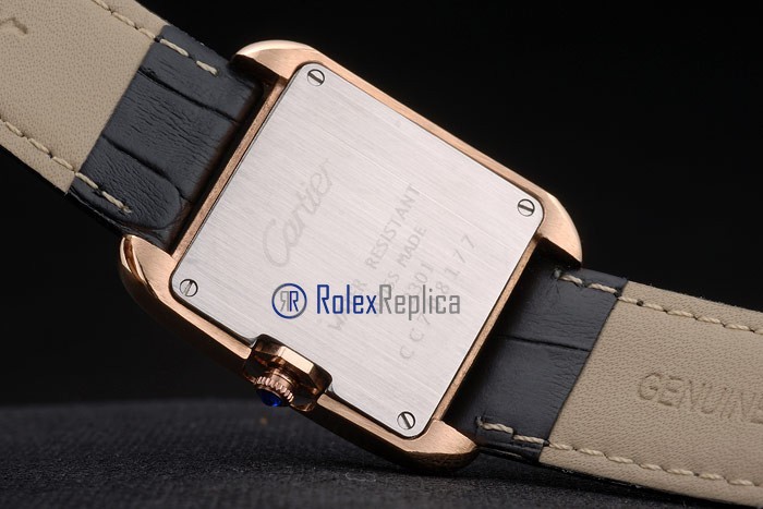 Cartier replica tank americaine oro strip leather black white dial imitazione copia - immagine 9