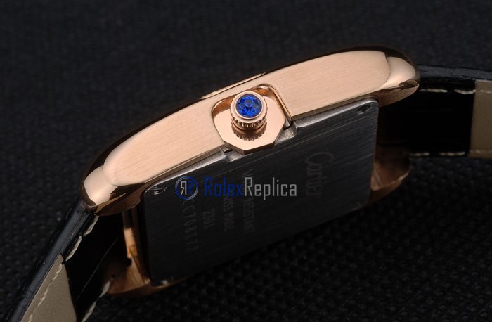 Cartier replica tank americaine oro strip leather black white dial imitazione copia - immagine 11
