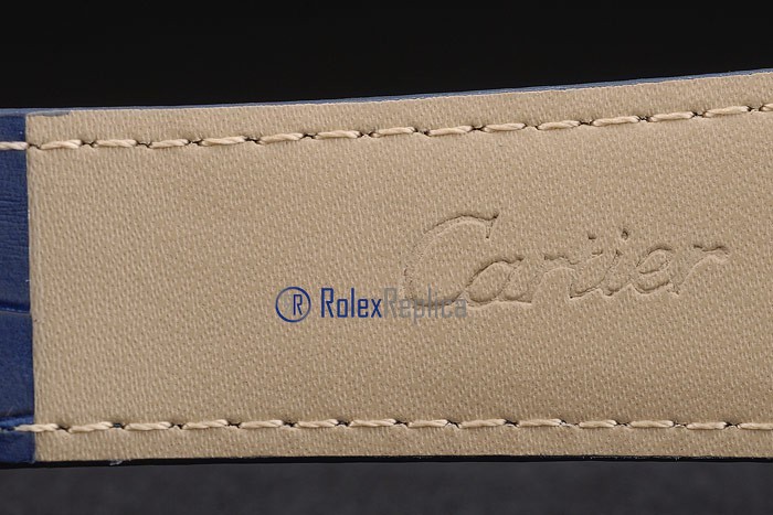 Cartier replica tank americaine brillantini strip leather blue white dial imitazione copia - immagine 9