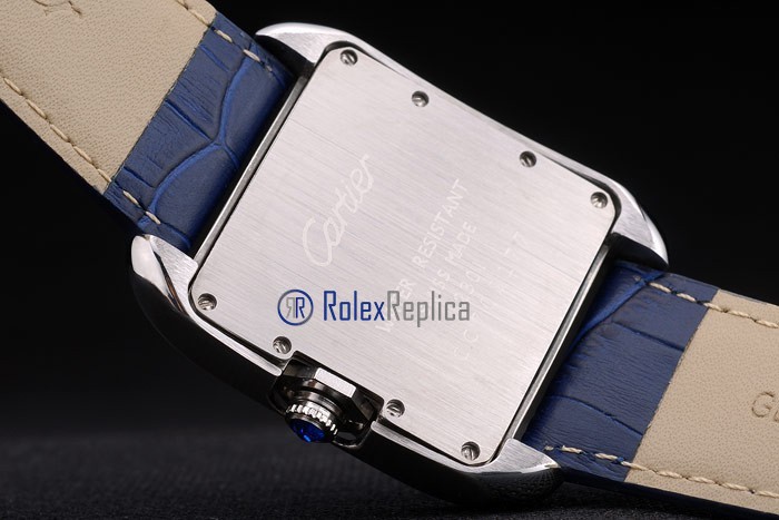 Cartier replica tank americaine brillantini strip leather blue white dial imitazione copia - immagine 10
