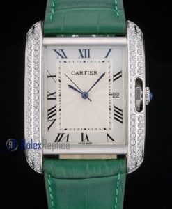 Cartier replica tank americaine brillantini strip leather white dial imitazione copia
