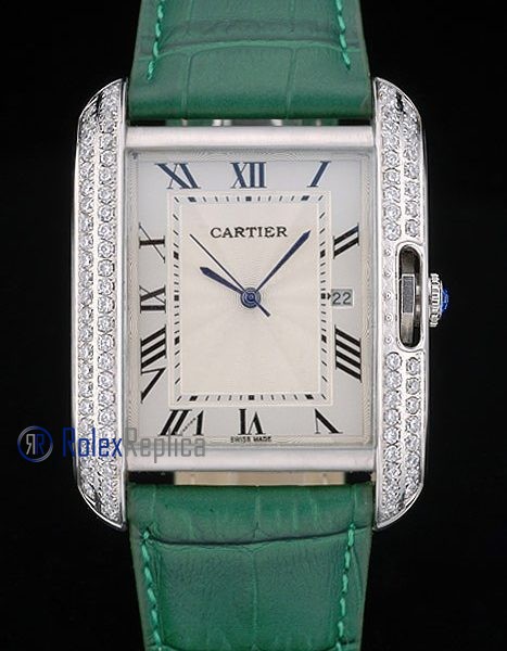 Cartier replica tank americaine brillantini strip leather white dial imitazione copia