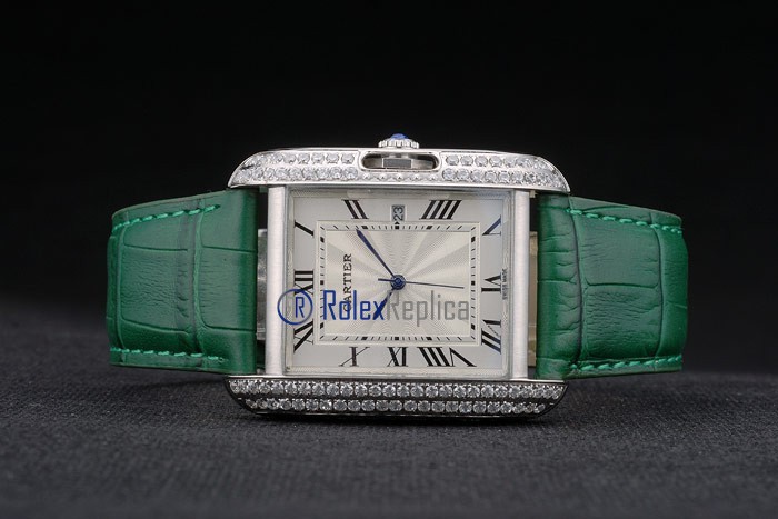 Cartier replica tank americaine brillantini strip leather white dial imitazione copia - immagine 6