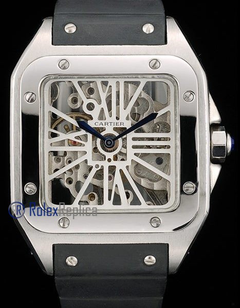 Cartier replica santos 100 skeletron strip leather acciaio imitazione copia