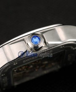 Alternative view of Cartier replica santos 100 skeletron strip leather acciaio imitazione copia