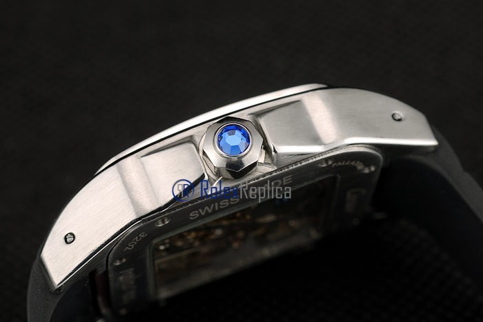 Cartier replica santos 100 skeletron strip leather acciaio imitazione copia - immagine 2