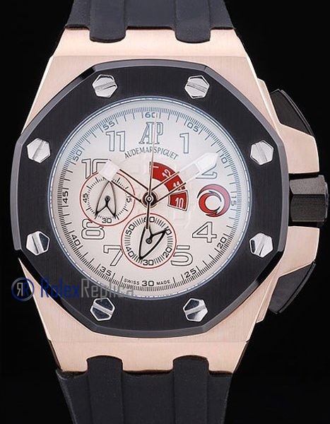 audemars piguet replica chrono offshore alinghi team white strip rubber imitazione copia - immagine 4